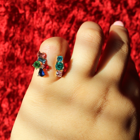 Gemstone Cluster Cuff Ring (I Take Offers!) - Picture 5 of 8